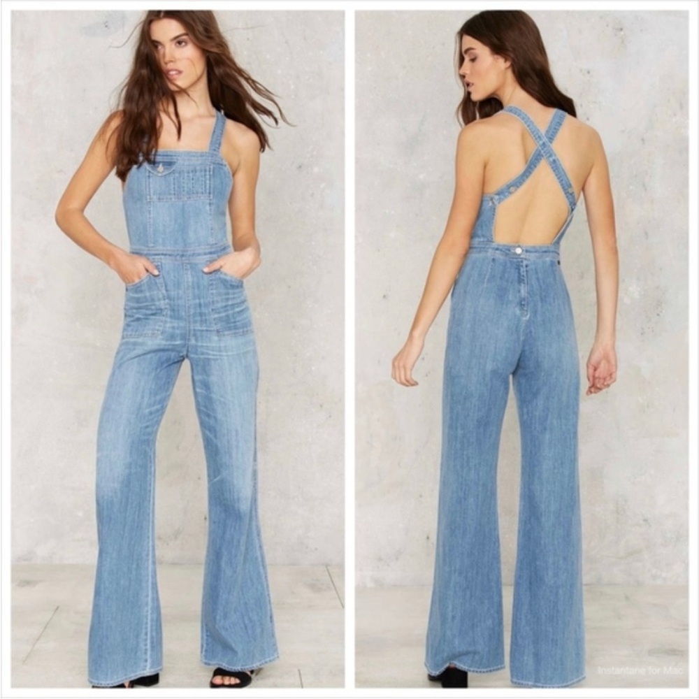 Citizens of Humanity Katie Flare Leg Overalls Size XS Blue Boho Feminine